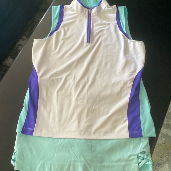 DFA New York Petite  Soft Aqua Green Skort size 14P - Picture 2 of 6